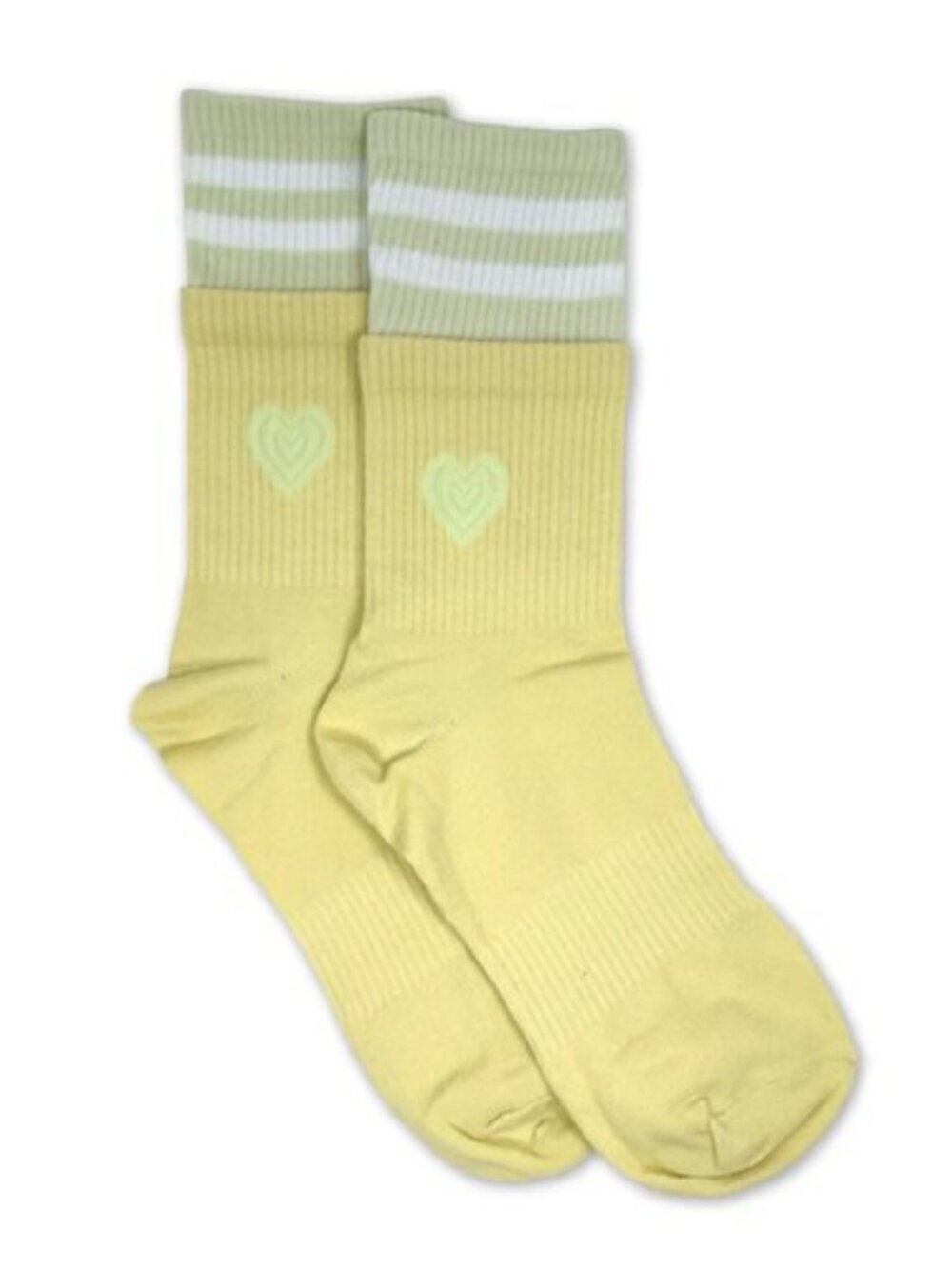 NWT Heart Cuff Sock-in-a-Sock Striped Layered Yellow Socks